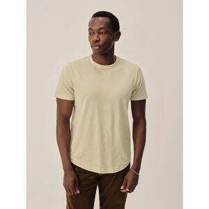 Buck Mason Pima Curved Hem Tee in Pale Sand Large